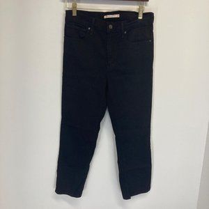 Levi's 724 high rise straight crop black jean 30